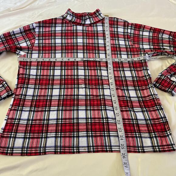 Vtg Y2K 2000s Red Plaid Turtleneck Top Plus Sz XL Holiday Christmas - Picture 8 of 8